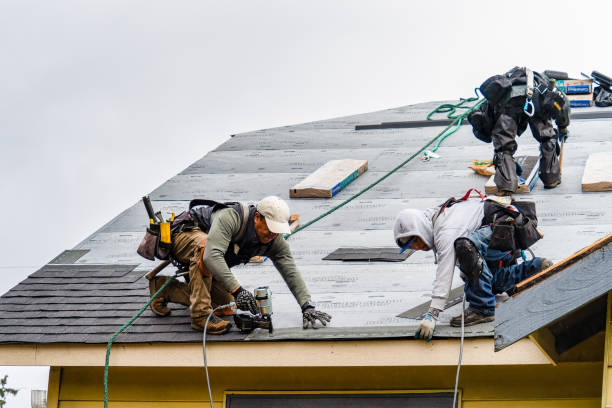 Professional Gutter Installation technician working in Fredericksburg, OH